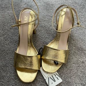 ZARA metallic gold sandals